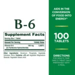 Nature’s Bounty, Vitamin B-6 100 mg (100 Tablets) - Image 3