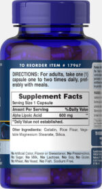 Puritan’s Pride Alpha Lipoic Acid 600 mg (30 Capsules) - Image 2
