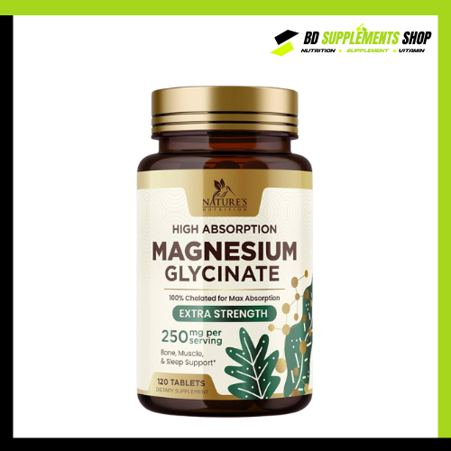 BD supplements SHOP (3) Nature’s Nutrition Magnesium Glycinate 250mg (120 Tablets) - Image 1