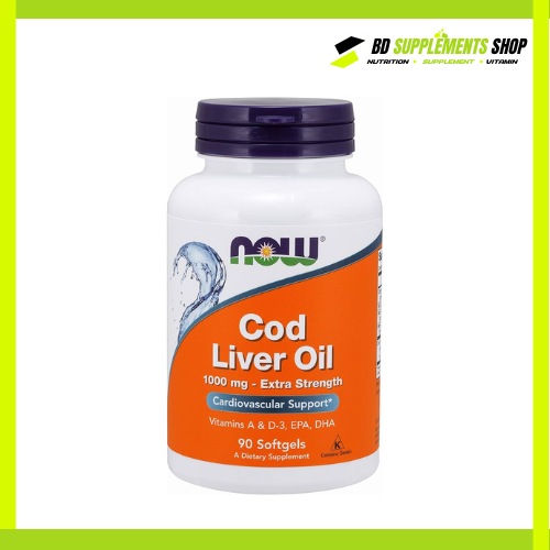BD supplements SHOP (46) Now Cod Liver Oil (1,000 mg) – 90 softgels - Image 1