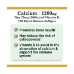 Nature’s Bounty Calcium 1200 mg With Vitamin D3 (120 Softgels) - Image 2