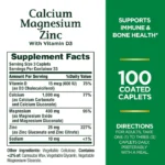 Nature’s Bounty, Calcium Magnesium Zinc with Vitamin D3, 100 Tablets - Image 2