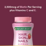 Nature’s Bounty Hair, Skin & Nails Vitamin Gummies with Biotin, 2500 mcg, Strawberry, 80 Count - Image 3