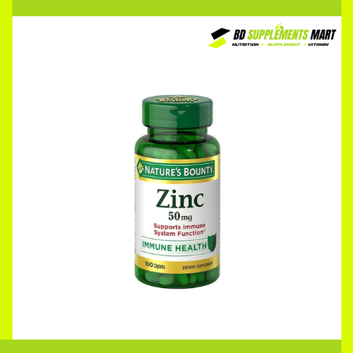 BD supplements SHOP (11) Nature’s Bounty Zinc 50mg – 100 Caplets - Image 1