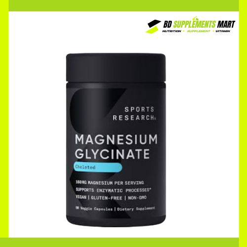 BD supplements SHOP (13) Sports Research Magnesium Glycinate 160 mg 90 Veggie Capsules - Image 1