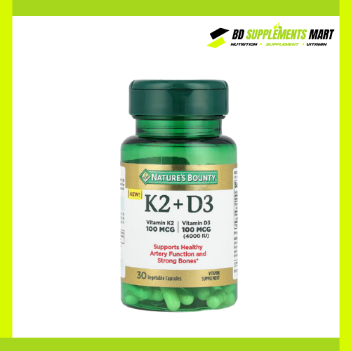BD supplements SHOP (15) Nature’s Bounty Vitamin K2 + D3 100 mcg 30 Vegetable Capsules - Image 1