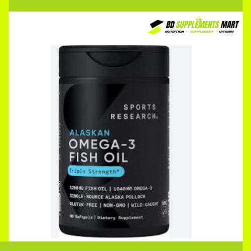 BD supplements SHOP (16) Sports Research Alaskan Omega-3 Fish Oil 1250 mg & 1040 mg Triple Strength 90 Softgels - Image 1