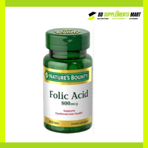 Nature’s Bounty Folic Acid 800mcg Tablets Maximum Strength 250 Tablets