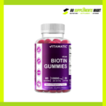 Vitamatic Biotin Gummies 10,000 mcg for Stronger Hair, Skin & Nails 60 Vegan Gummies