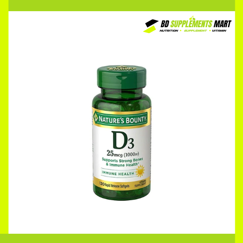 BD supplements SHOP (8) Nature’s Bounty Vitamin D3 25mcg 1000 IU – 120 Softgels - Image 1