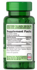 Puritan’s Pride Ashwagandha KSM-66® & L-Theanine 60 Tablets - Image 2