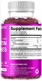 Vitamatic Biotin Gummies 10,000 mcg for Stronger Hair, Skin & Nails 60 Vegan Gummies - Image 2