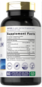 Carlyle Calcium Magnesium Zinc Vitamin D3 with Boron 300 Vegetarian Caplets - Image 2